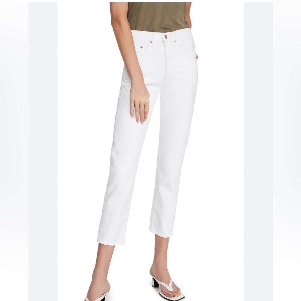 Edwin Women's Hana Classic Straight Crop in White Noise